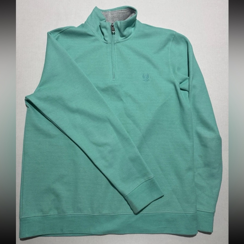 Chaps‎ Light Green Pullover 1/4 Zip Collar LS Sweater, Large #792